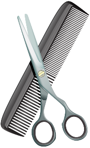 a comb and scissors